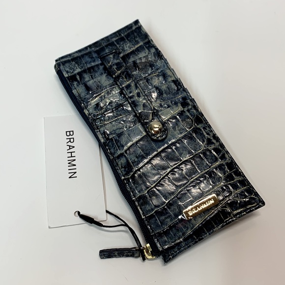 NWT🔥Beautiful Blue-Grey Brahmin Wallet slim size for small Brahmin Bags - Picture 2 of 11